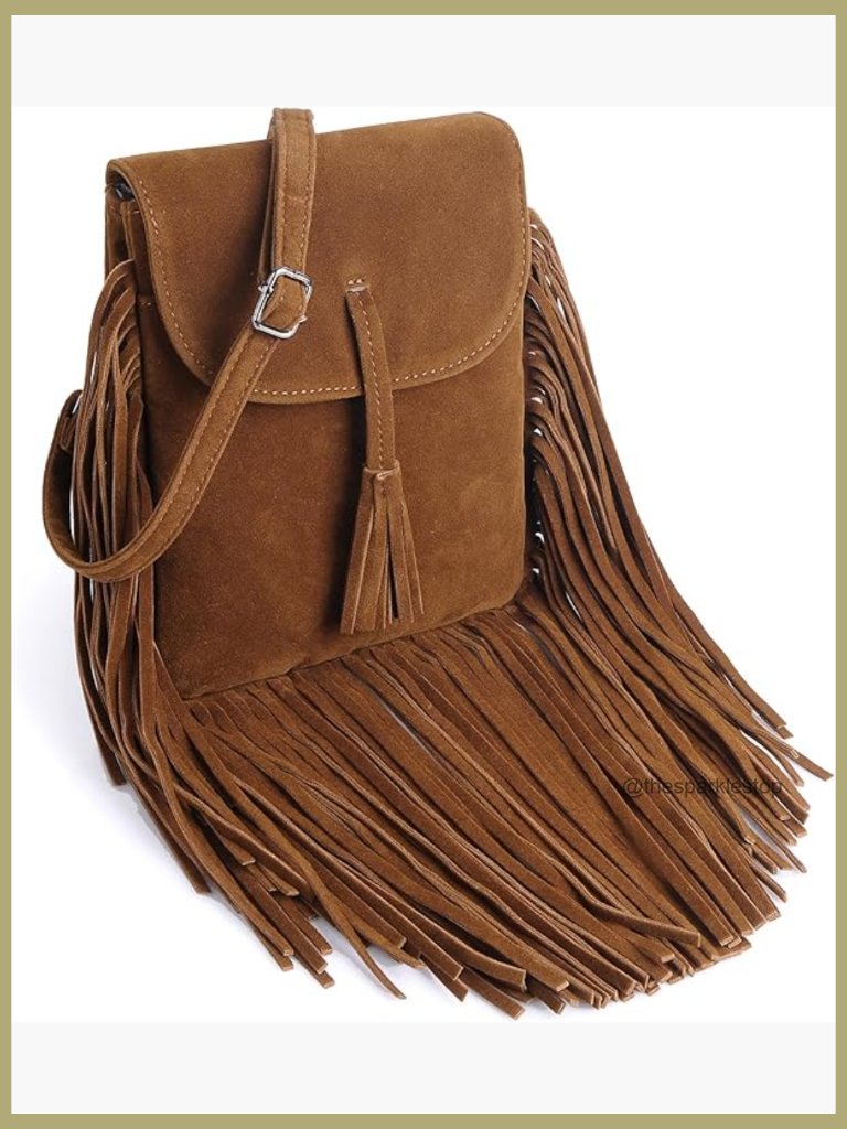 Fringe Small Crossbody Bag With Rfid Card Slot Vegan Suede Phone Purse